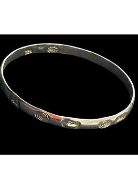 VTG New Mexico 925 Sterling Silver Stamped Bangle Bracelet Moon Swirl Engravings
